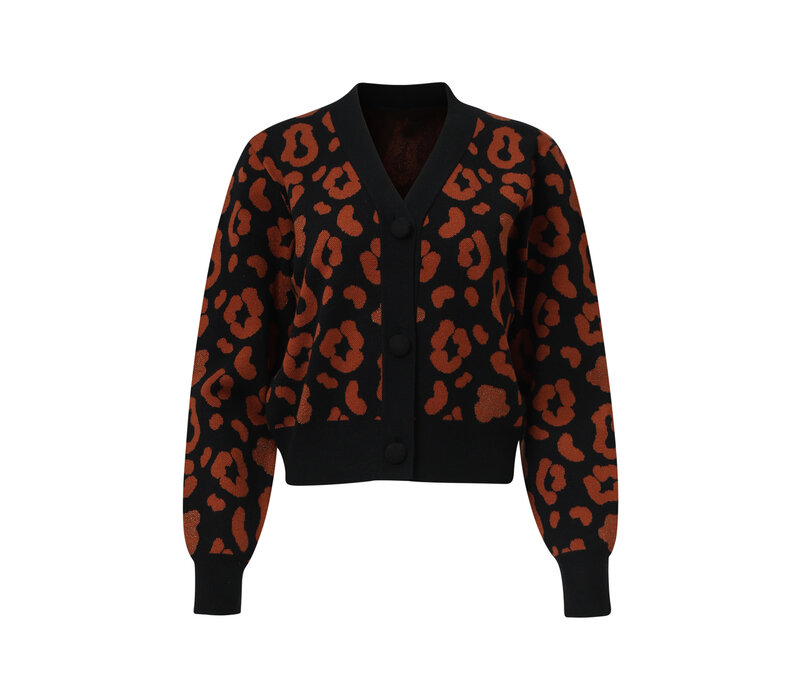 Smashed Lemon Knit Cardigan Black Cognac