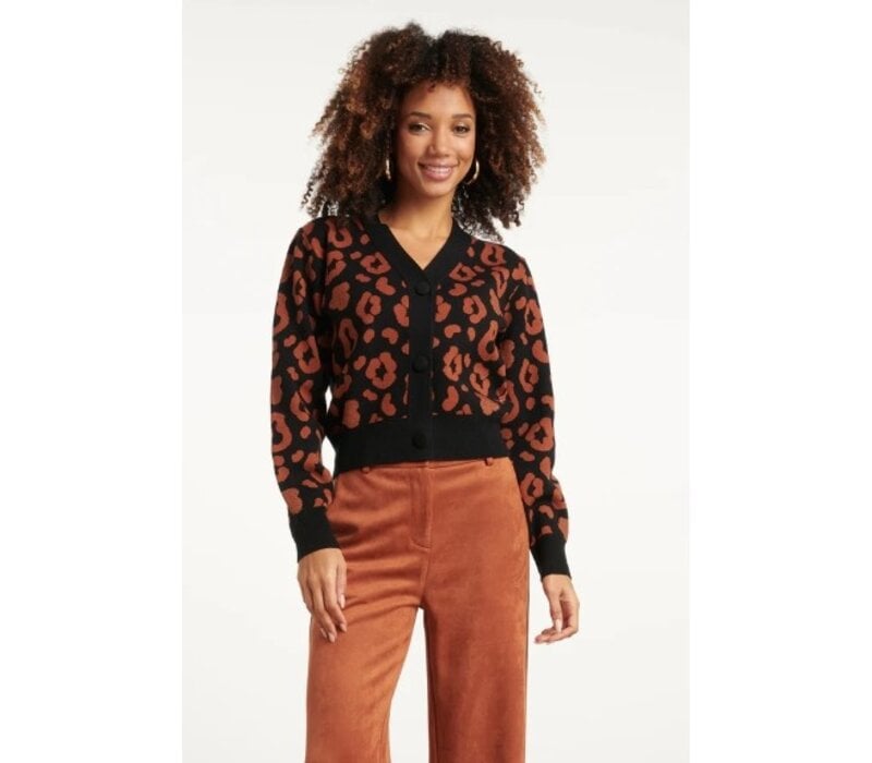 Smashed Lemon Knit Cardigan Black Cognac