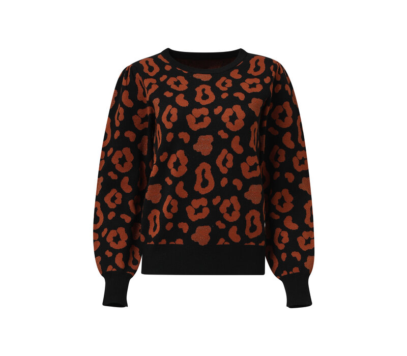 Smashed Lemon Knit Top Black Cognac