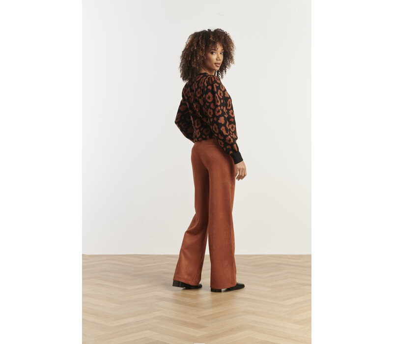Smashed Lemon Knit Top Black Cognac