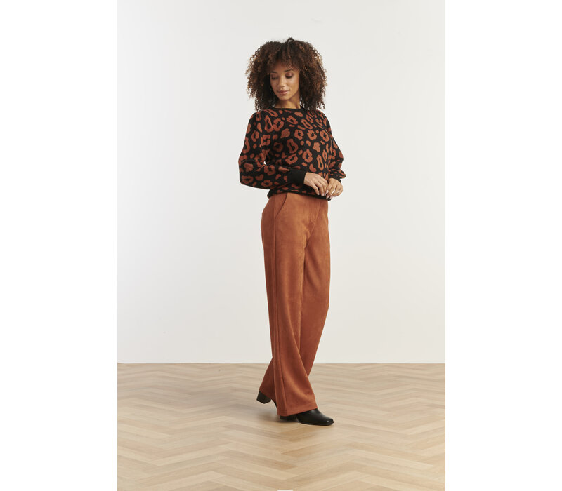 Smashed Lemon Knit Top Black Cognac