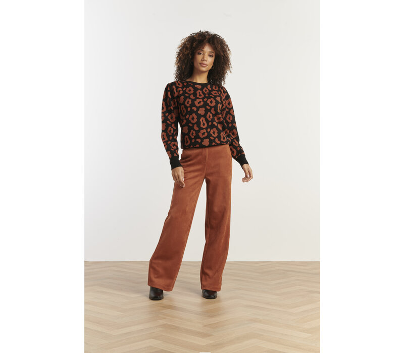 Smashed Lemon Knit Top Black Cognac