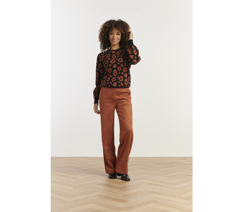 Smashed Lemon Knit Top Black Cognac