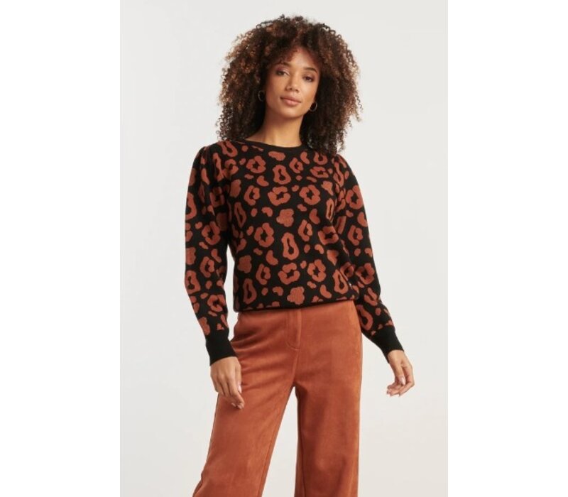 Smashed Lemon Knit Top Black Cognac