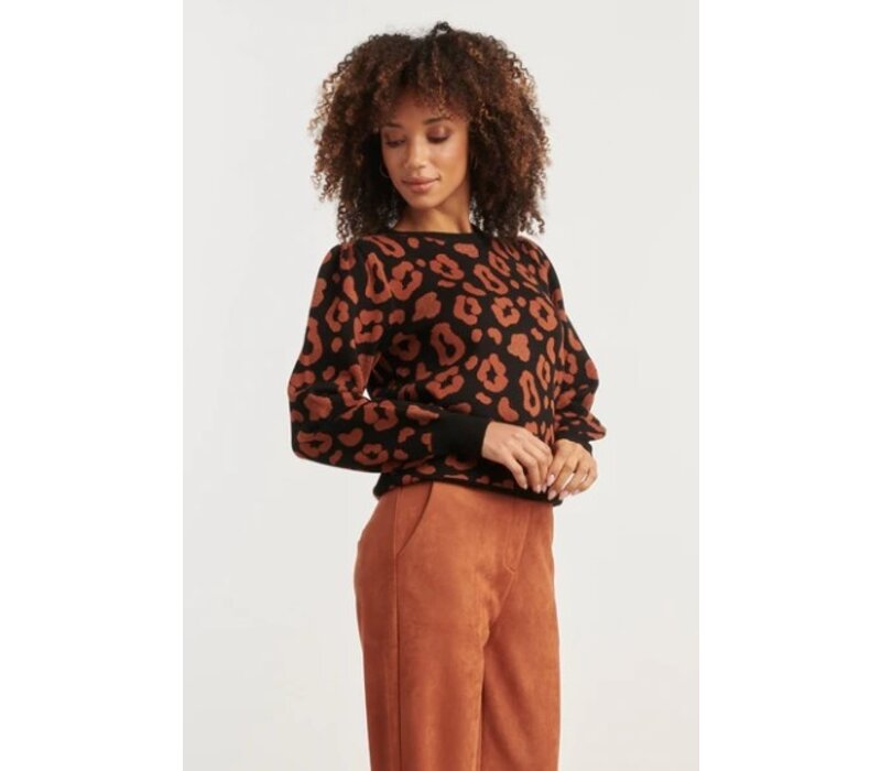 Smashed Lemon Knit Top Black Cognac