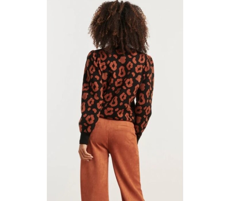 Smashed Lemon Knit Top Black Cognac