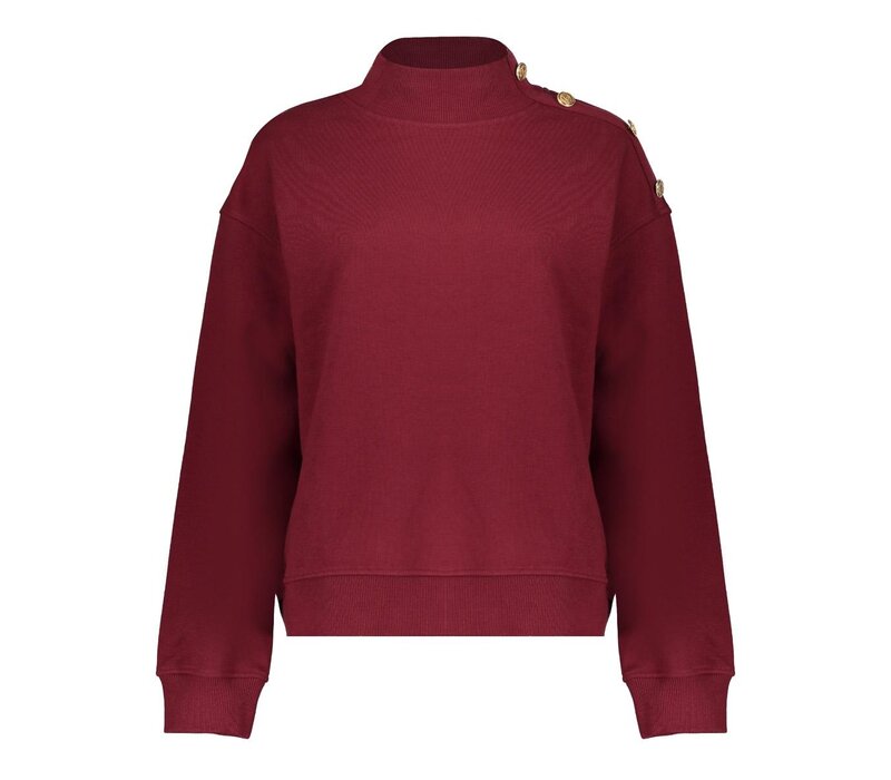 Geisha Sweater with Buttons at Shoulder Burgundy