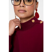 Geisha Sweater with Buttons at Shoulder Burgundy