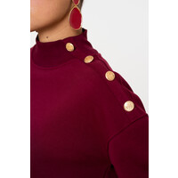 Geisha Sweater with Buttons at Shoulder Burgundy