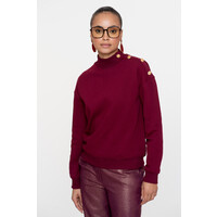Geisha Sweater with Buttons at Shoulder Burgundy