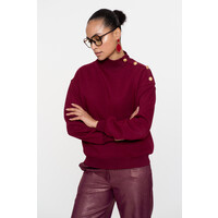 Geisha Sweater with Buttons at Shoulder Burgundy