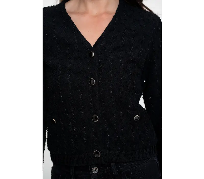 Geisha Vest Sequences Black