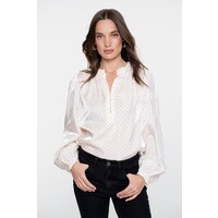 Geisha Blouse Shiny with Dots Ivory Black