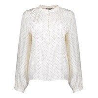 Geisha Blouse Shiny with Dots Ivory Black