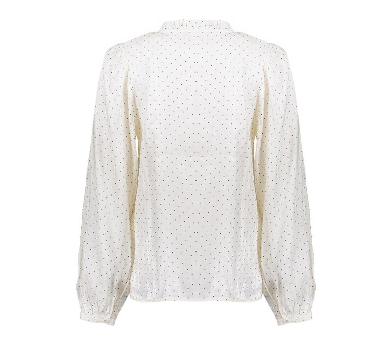 Geisha Blouse Shiny with Dots Ivory Black