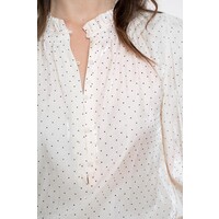 Geisha Blouse Shiny with Dots Ivory Black