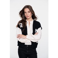 Geisha Blouse Shiny with Dots Ivory Black