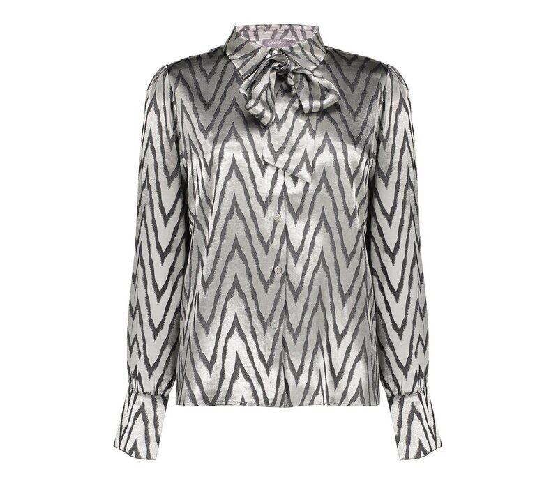 Geisha Blouse Animal Silver Silver Grey