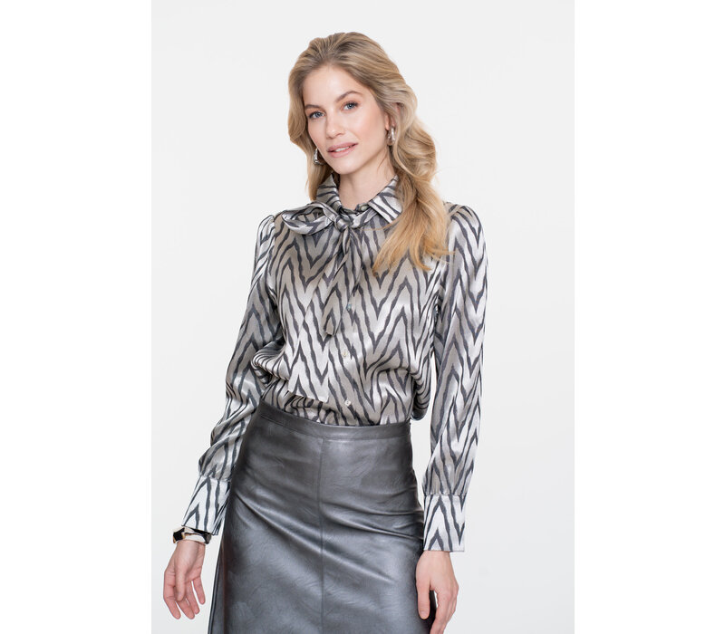 Geisha Blouse Animal Silver Silver Grey