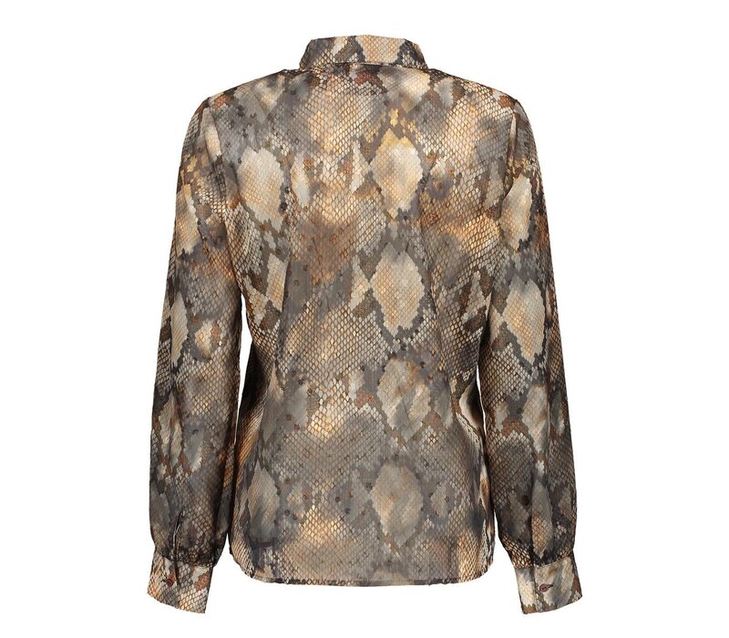 Geisha Blouse Print Grey Brown