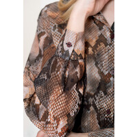 Geisha Blouse Print Grey Brown