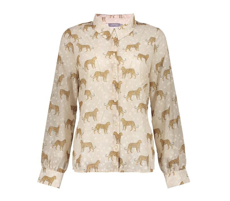 Geisha Blouse Animal Dots Sand Off White
