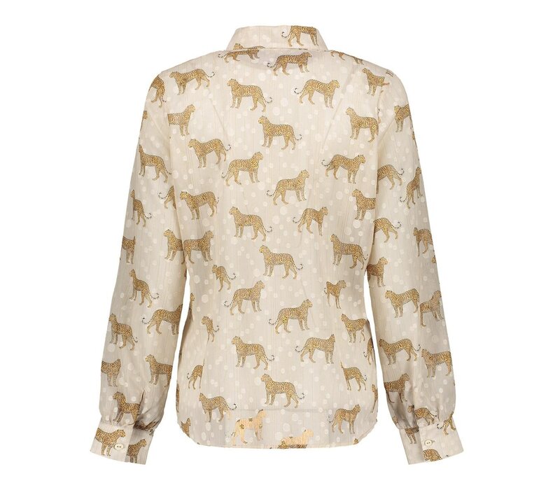 Geisha Blouse Animal Dots Sand Off White