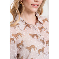 Geisha Blouse Animal Dots Sand Off White