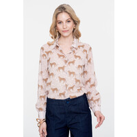 Geisha Blouse Animal Dots Sand Off White