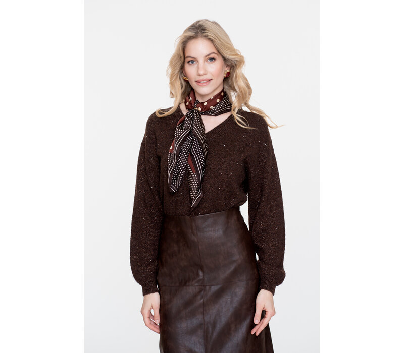 Geisha Pullover Lurex and Sequinces Brwon Copper