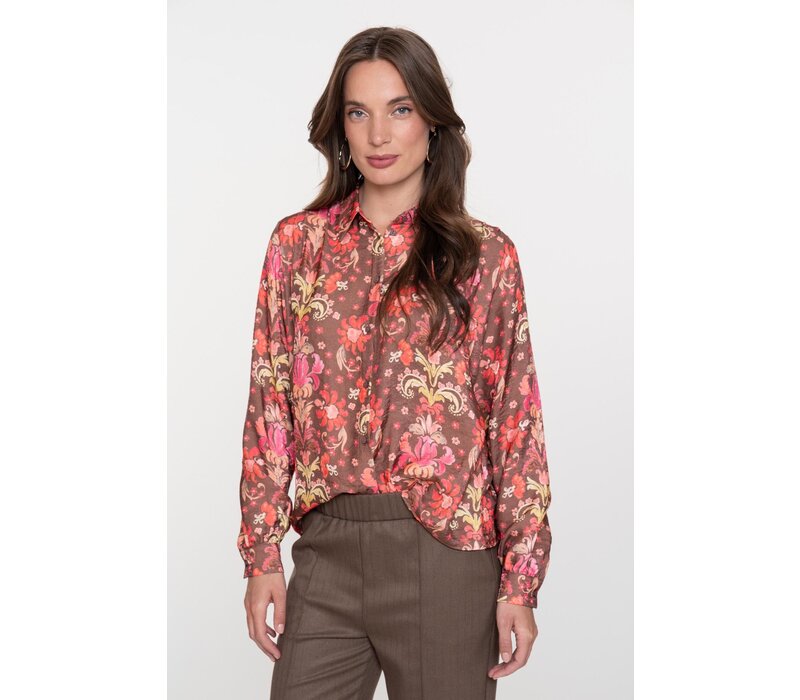 Geisha Blouse Brown Soft Red