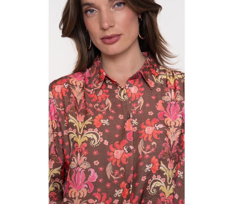 Geisha Blouse Brown Soft Red