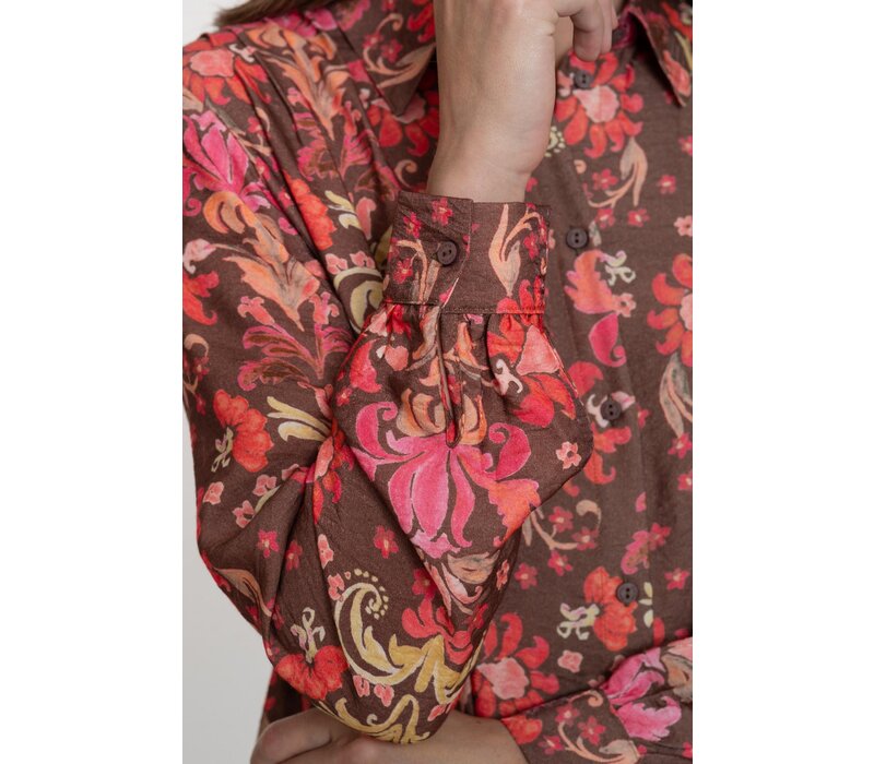 Geisha Blouse Brown Soft Red