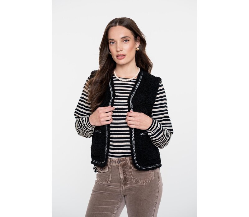 Geisha Gilet Teddy Embroidery Black