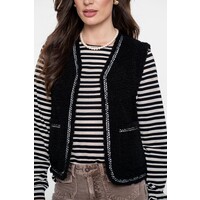 Geisha Gilet Teddy Embroidery Black