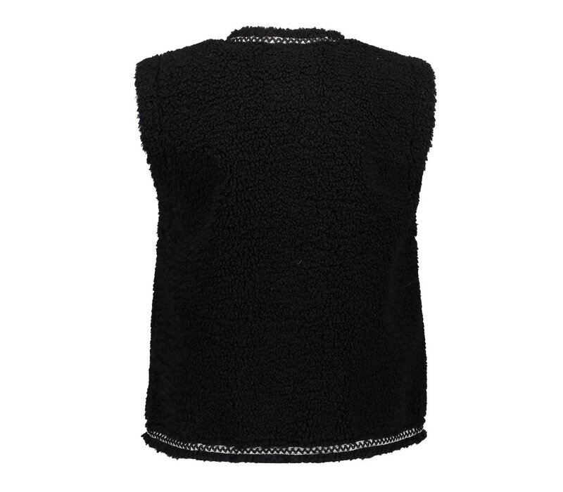 Geisha Gilet Teddy Embroidery Black