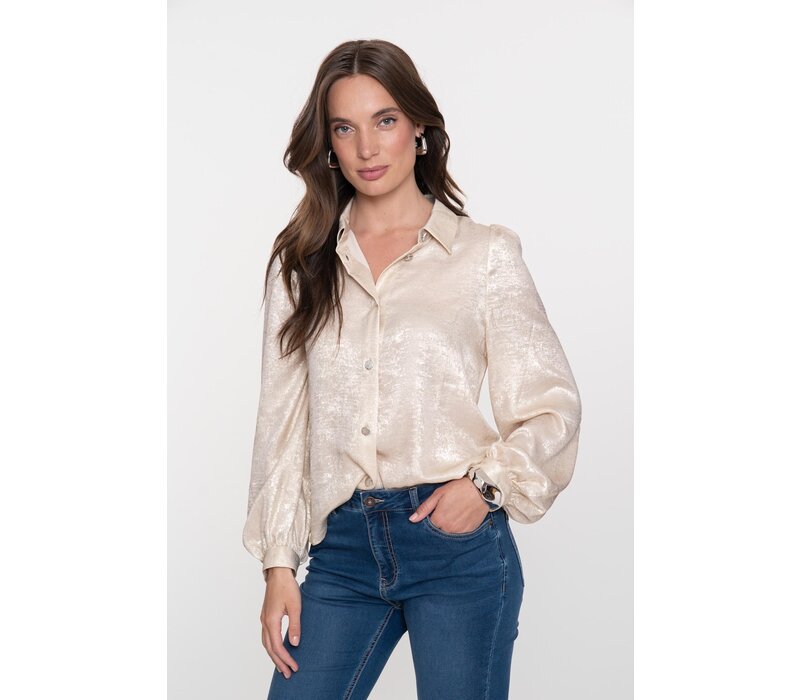 Geisha Blouse Shiny Velvet Look Silver