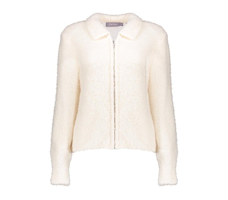 Geisha Cardigan with Collar Off White