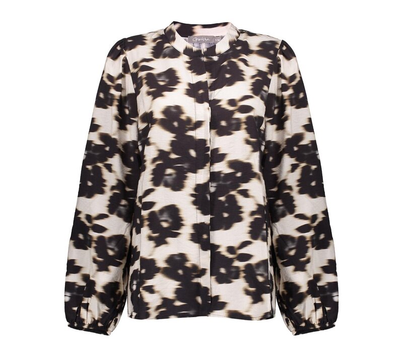 Geisha Blouse Flowers White