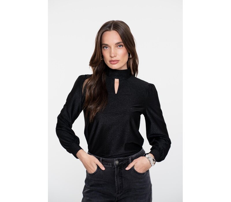 Geisha Top Col with Cut Out Black