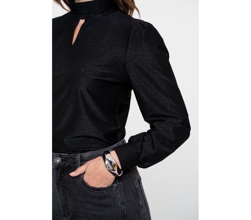 Geisha Top Col with Cut Out Black