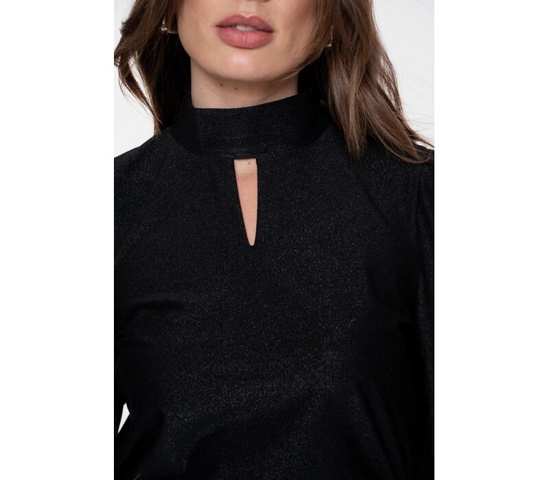 Geisha Top Col with Cut Out Black