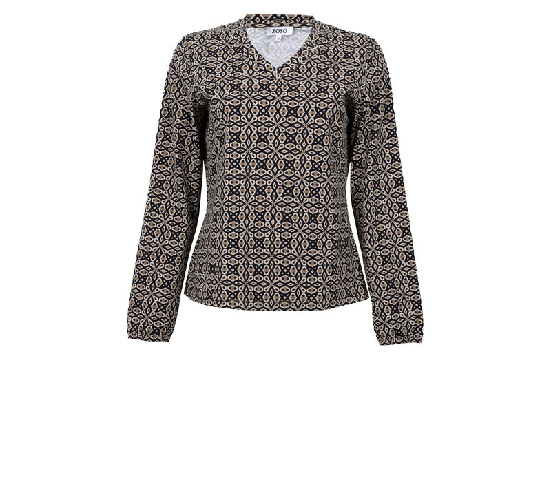 Zoso Allover Print Shirt Black Camel