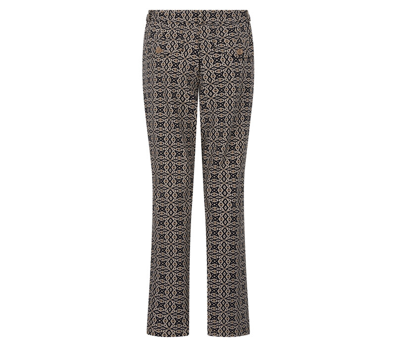 Zoso Print Travel Pant Black Camel