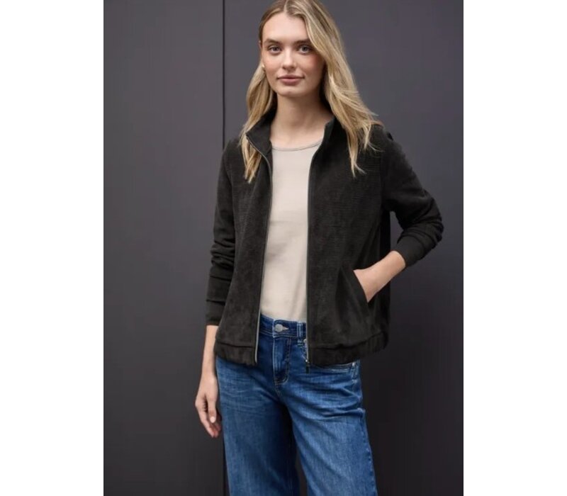 Street One Soft Fine Structure Zipper Jacket Darkest Brown