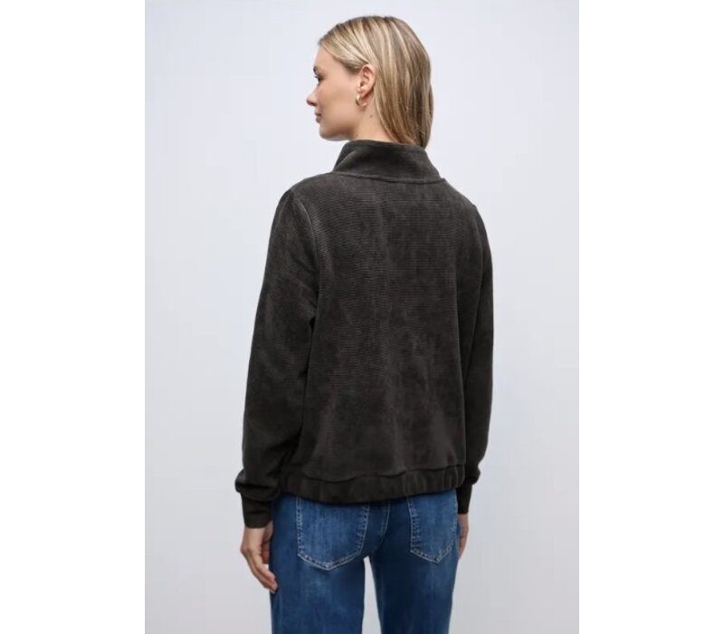 Street One Soft Fine Structure Zipper Jacket Darkest Brown