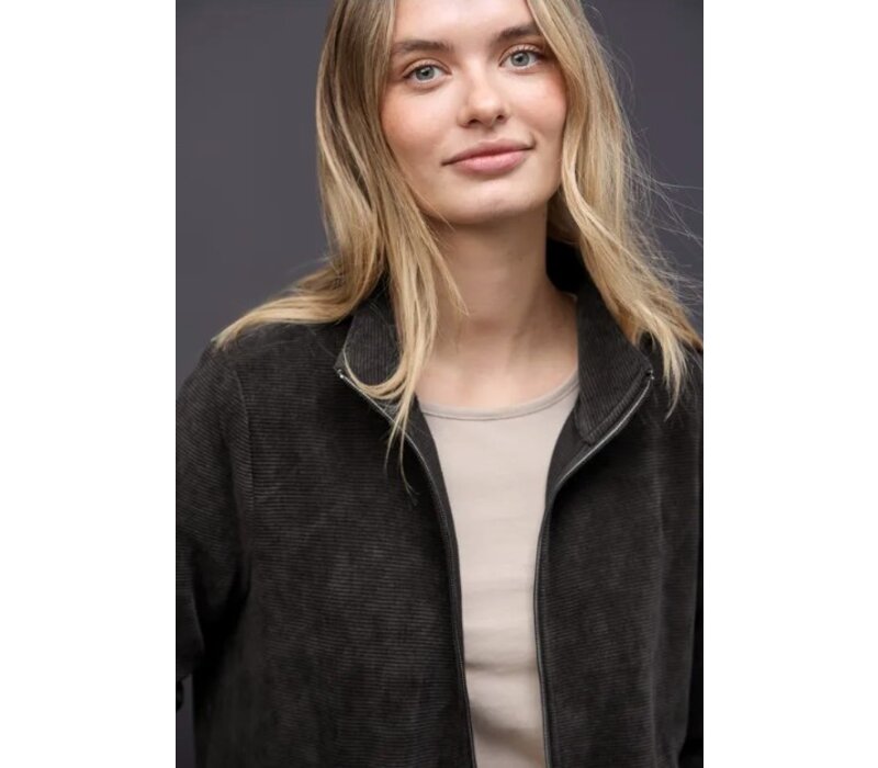 Street One Soft Fine Structure Zipper Jacket Darkest Brown