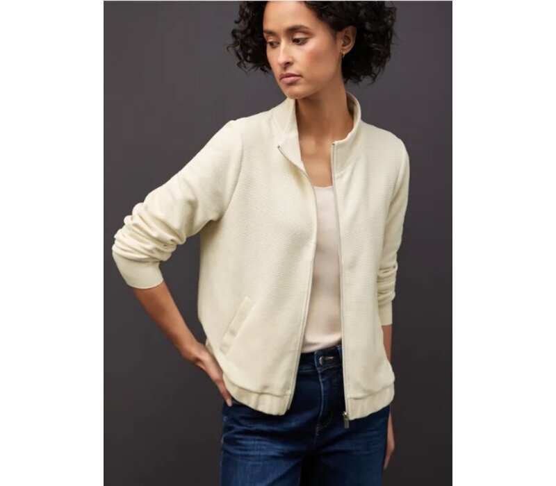 Street One Soft Fine Structure Zipper Jacket Soft Beige
