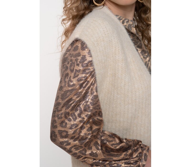 Geisha Blouse Velvet Look Leopard Gold