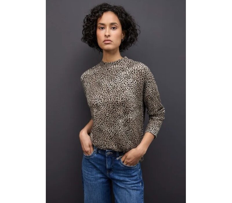 Street One Printed Soft Turtle Neck Sanded Beige